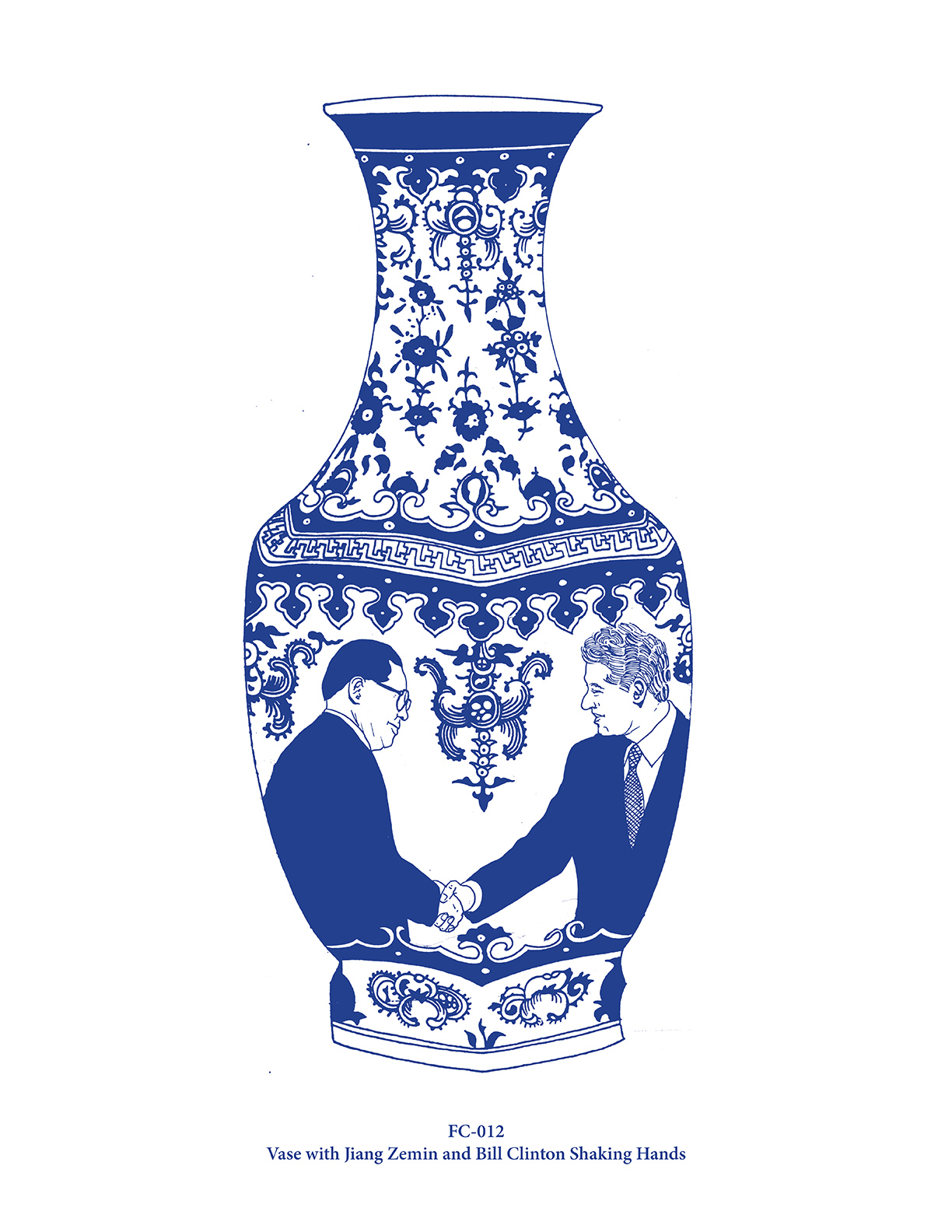 Vase with Jiang Zemin and Bill Clinton Shaking Hands (FC-012)