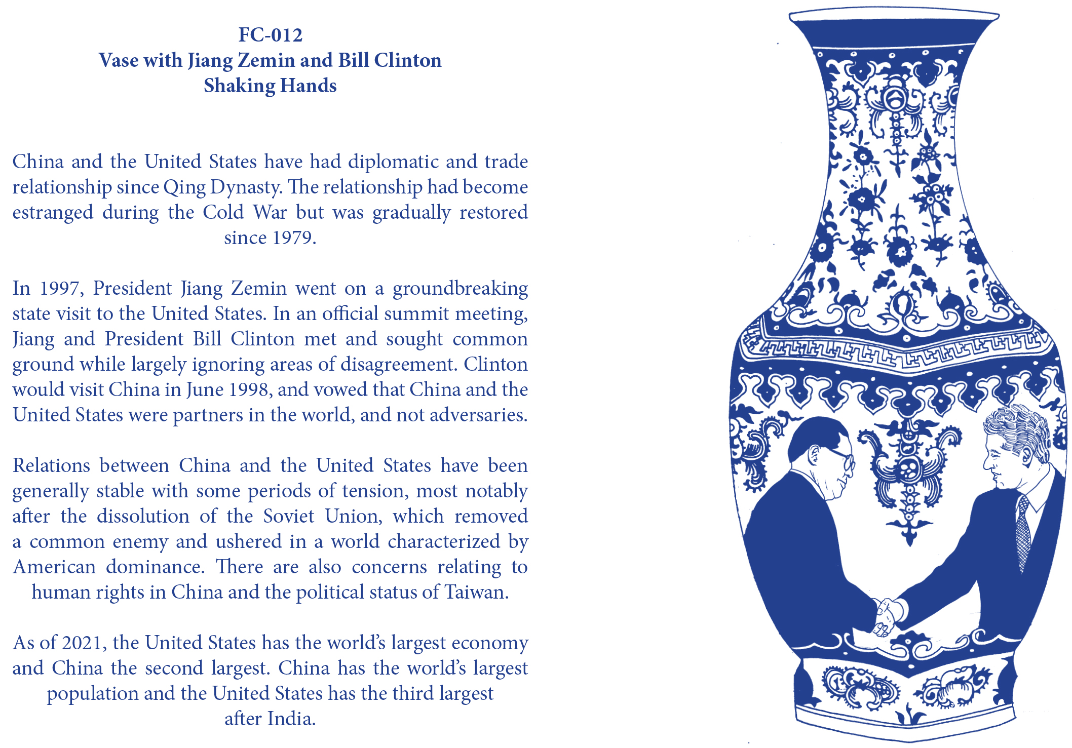 Vase with Jiang Zemin and Bill Clinton Shaking Hands