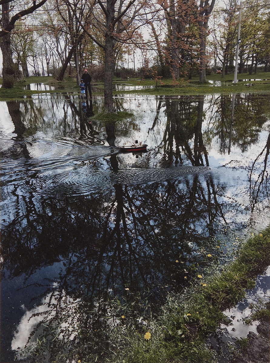 Toy boat in a flood